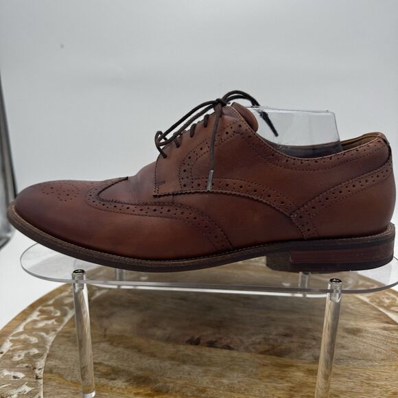 Florsheim Rucci Mens Wingtip Oxford Cognac Leather Dress Shoes 13383-221 10.5 M